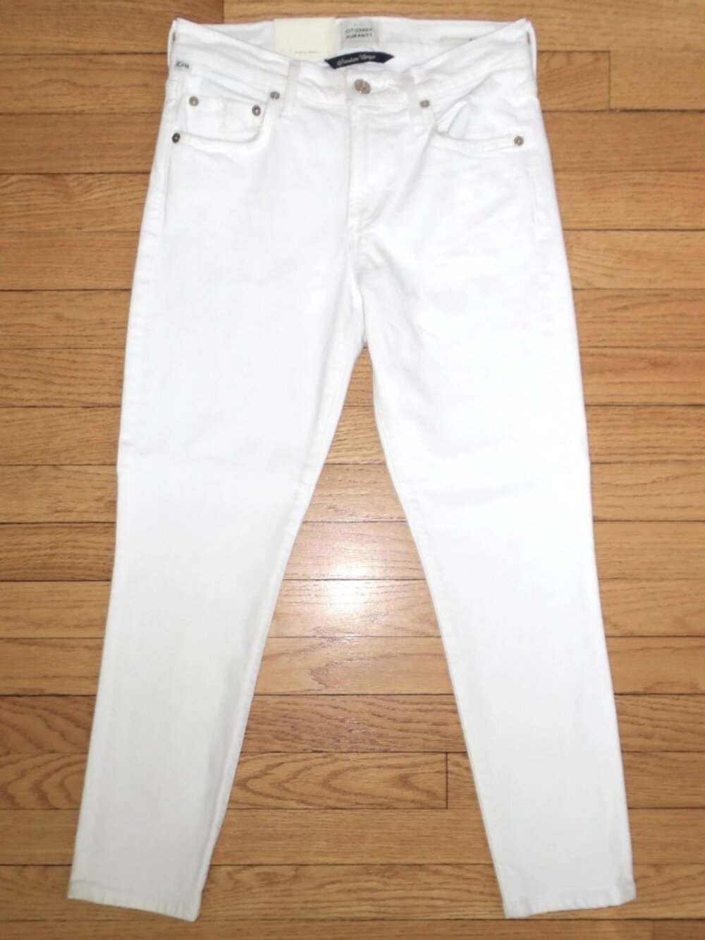 New Citizens Of Humanity Ella Mid Rise Slim Crop Jeans "Soft Stretch" White 24 - Picture 4 of 9